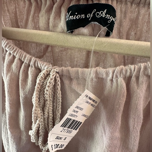NWT Linen and Crochet Taupe Dress - Picture 2 of 3